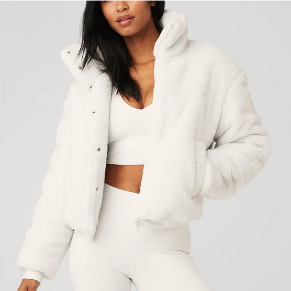 ALO Yoga White Teddy Jacket Cozy Oversized Fit
